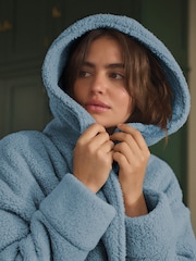 Blue Short Teddy Dressing Gown - Image 5 of 5