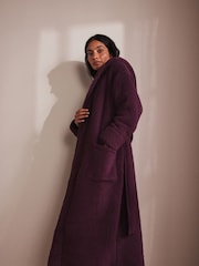 Burgundy Red Long Teddy Dressing Gown - Image 2 of 6
