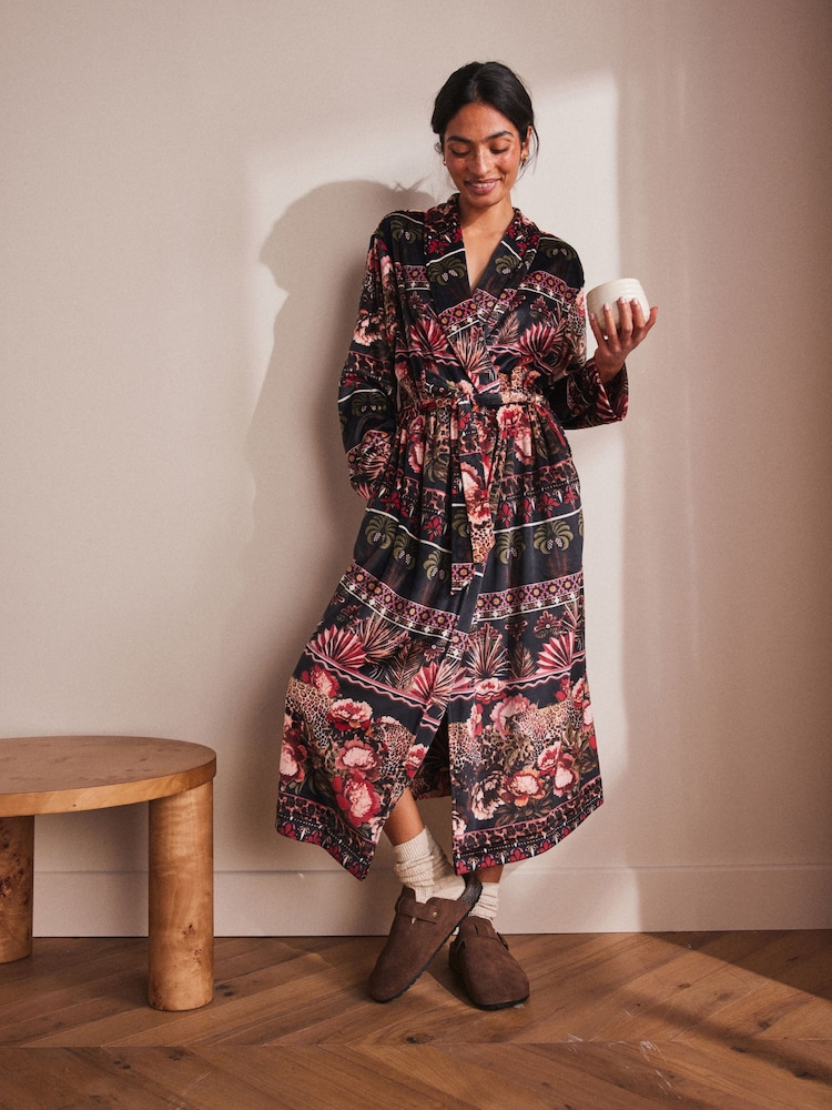 Black Palms Supersoft Dressing Gown - Image 2 of 10
