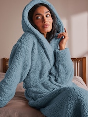 Azul - Bata larga de peluche - Imagen 5 de 11