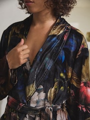 Black Floral Velvet Dressing Gown - Image 6 of 6