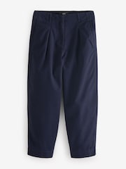 Navy 100% Cotton Barrel Leg Chinos Trousers - Image 6 of 8