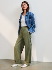 Khaki Cargo 100% Cotton Trousers - Image 1 of 7