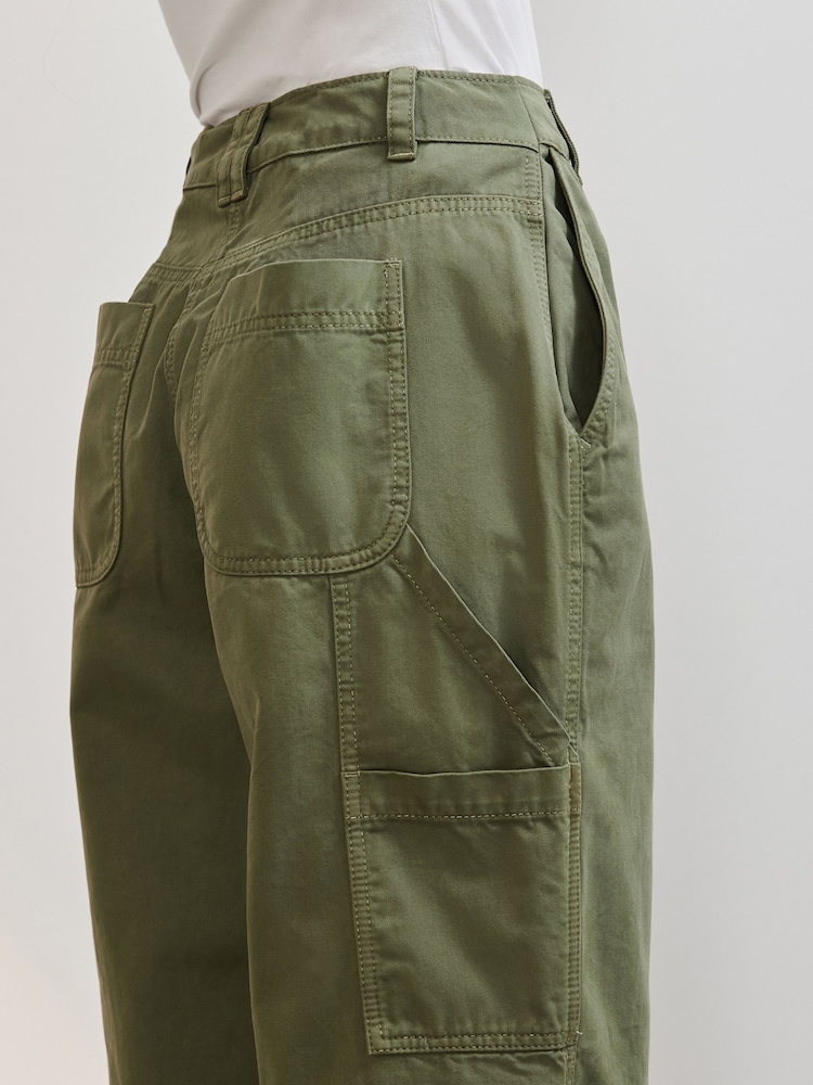 Khaki Cargo 100% Cotton Trousers - Image 5 of 7