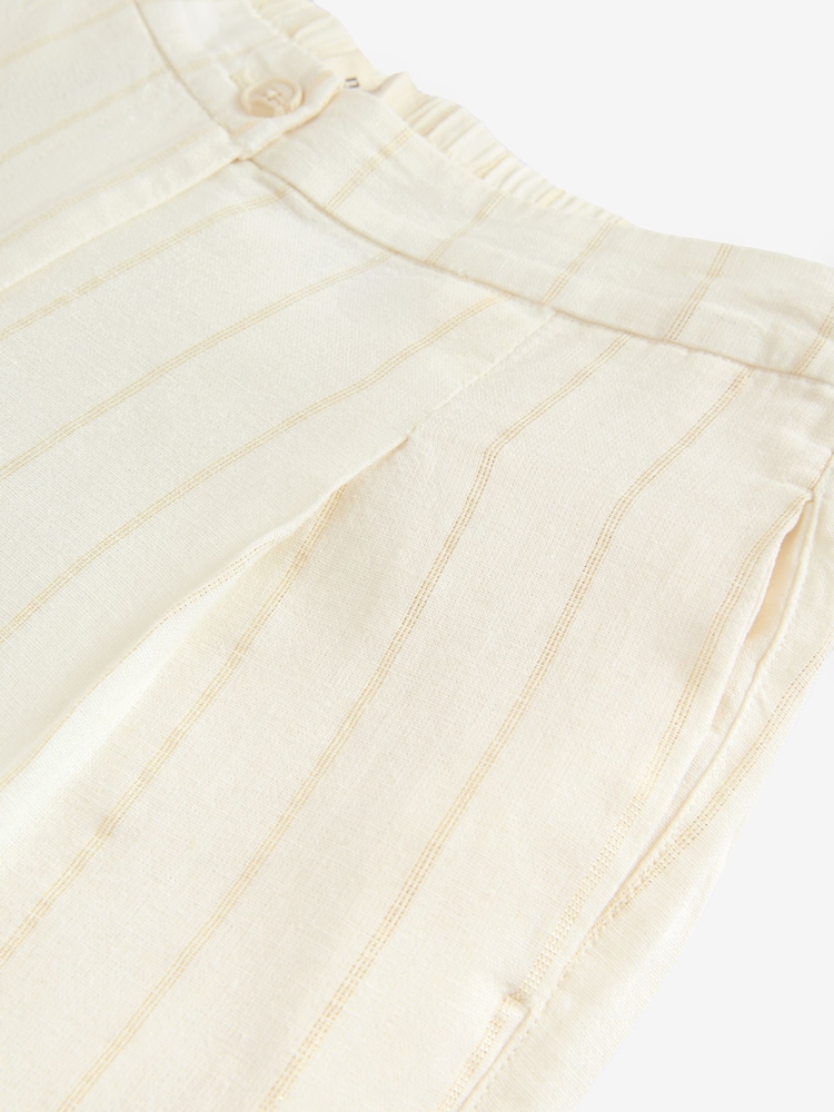 Blanc - métallisé Ample Pantalon Rayé Avec Lin - Image 7 of 8