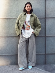 Black/White Pull On Gingham Trousers - Image 1 of 6