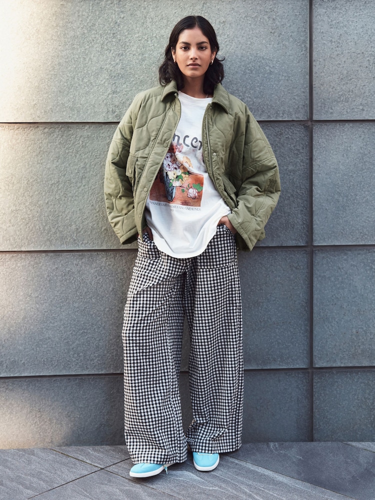 Black/White Pull On Gingham Trousers - Image 1 of 6