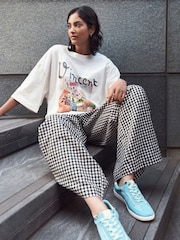 Black/White Pull On Gingham Trousers - Image 2 of 6
