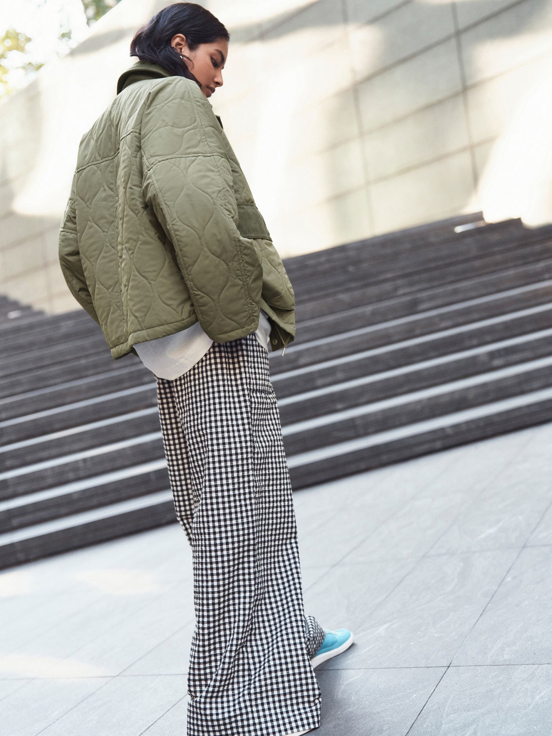 Buy Black/White Pull On Gingham Trousers from Next USA