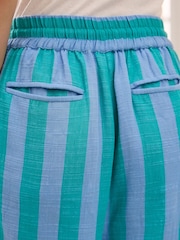 Blue Wide Leg Pull On Striped Trousers - Image 6 of 9