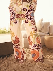 écru - Wide Leg Trousers with Linen - Image 2 of 8