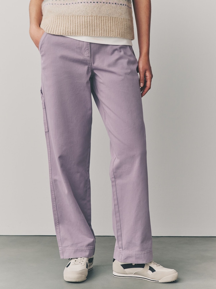 Lilac Purple Cargo 100% Cotton Trousers - Image 1 of 8