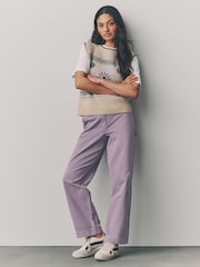 Lilac Purple Cargo 100% Cotton Trousers - Image 3 of 8