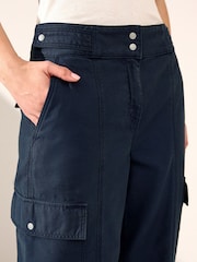 Navy 100% Cotton Cargo Barrel Leg Trousers - Image 5 of 8