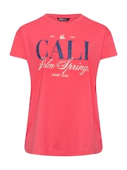 Rojo - Yours Curve 'Cali Palm Springs' Slogan T-Shirt - Imagen 5 de 5
