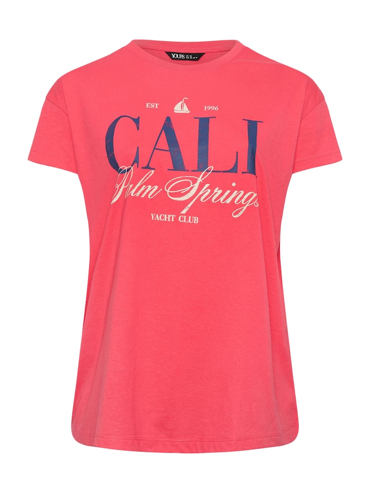 Rojo - Yours Curve 'Cali Palm Springs' Slogan T-Shirt - Imagen 5 de 5 Rojo - Yours Curve 'Cali Palm Springs' Slogan T-Shirt - Imagen 5 de 5