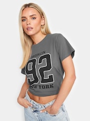 PixieGirl Petite Grey Brooklyn 92 100% Cotton T-Shirt - Image 1 of 5