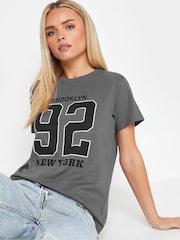 PixieGirl Petite Grey Brooklyn 92 100% Cotton T-Shirt - Image 4 of 5