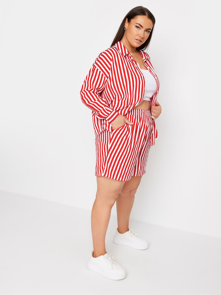 Yours Curve Red Stripe Co-Ord Shorts - Image 2 of 5