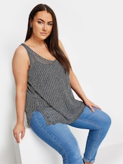 Yours Curve Black Pointelle Vest - Image 1 of 5