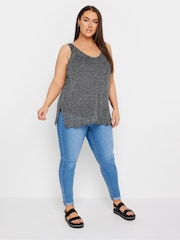 Yours Curve Black Pointelle Vest - Image 2 of 5
