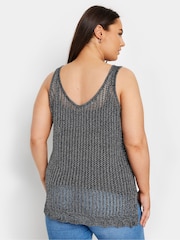 Yours Curve Black Pointelle Vest - Image 3 of 5