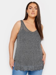 Yours Curve Black Pointelle Vest - Image 4 of 5
