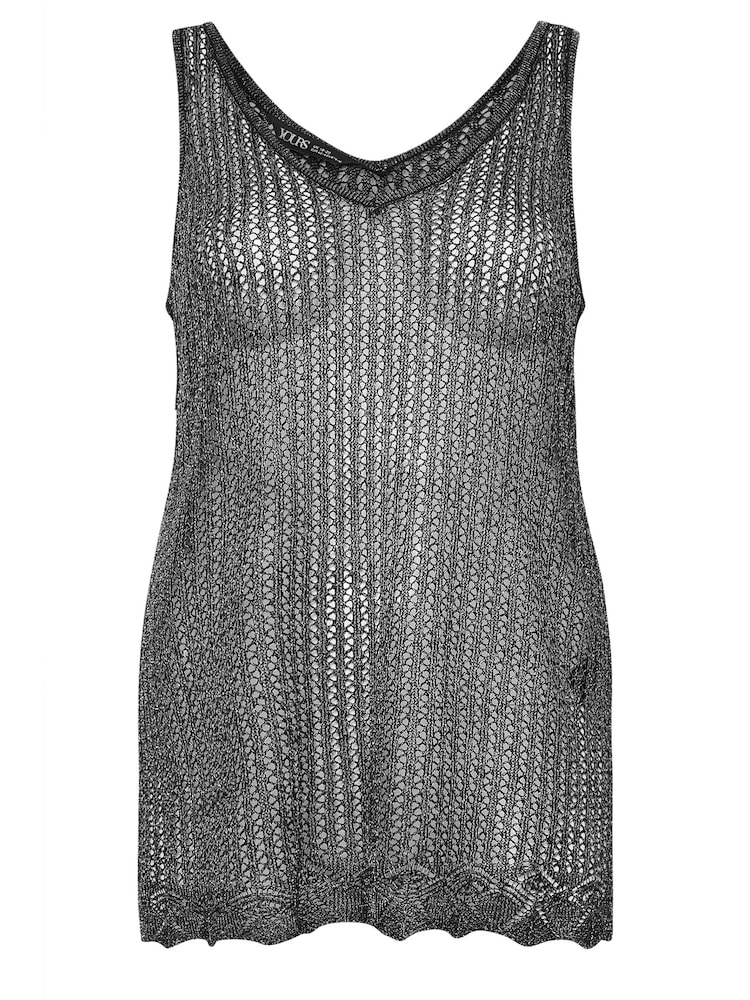 Yours Curve Black Pointelle Vest - Image 5 of 5 Yours Curve Black Pointelle Vest - Image 5 of 5
