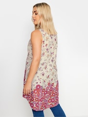 Yours Curve Natural Floral Dipped Hem Pleated Vest - Image 2 of 5