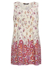 Yours Curve Natural Floral Dipped Hem Pleated Vest - Image 5 of 5