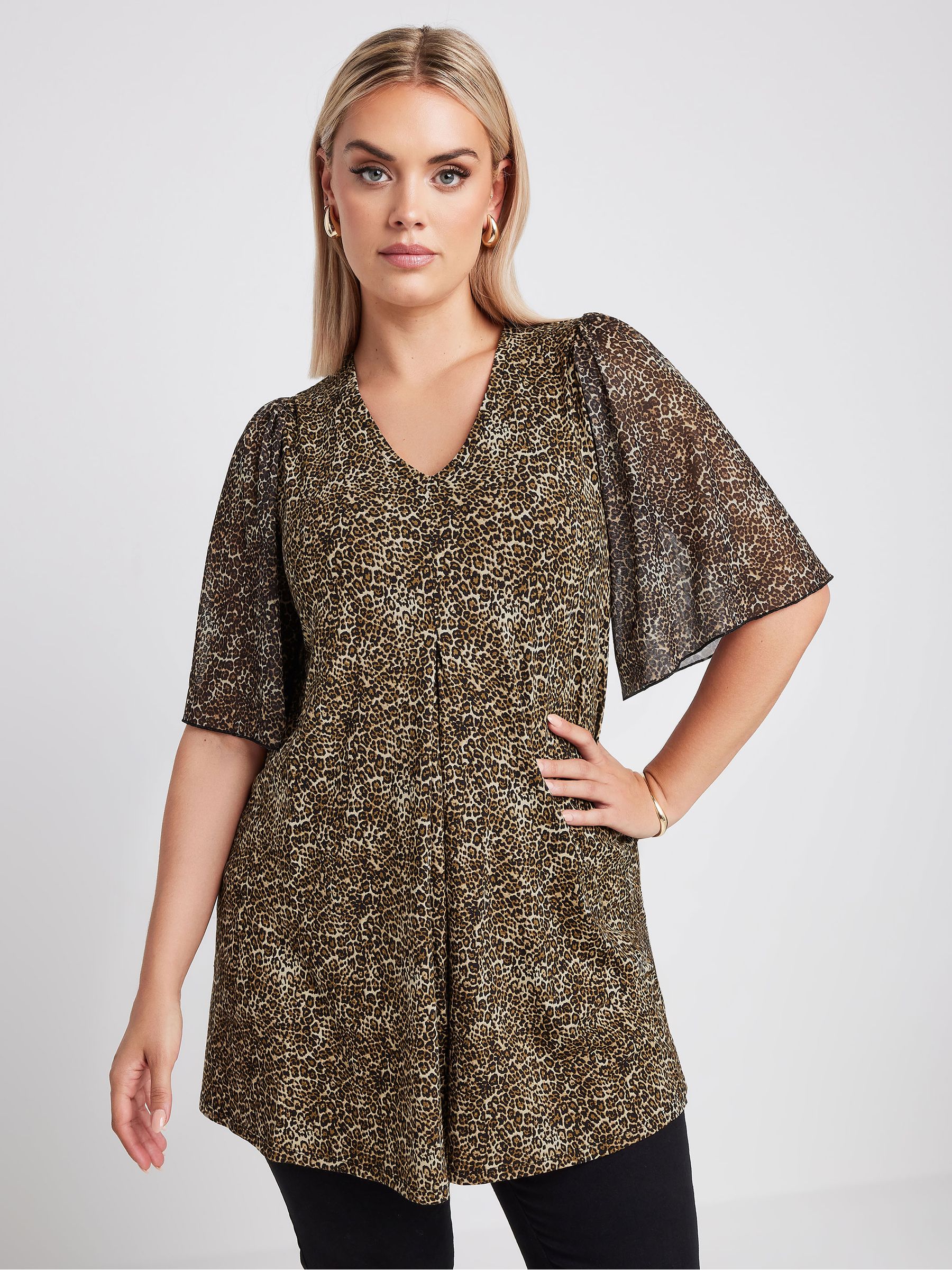 Buy Yours Curve Brown Leopard Print Mesh Swing Top from Next USA