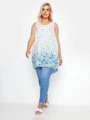 Weiß - Yours Curve Floral Dipped Hem Pleated Vest - Bild 2 von 5