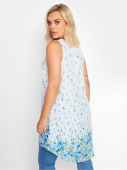 Weiß - Yours Curve Floral Dipped Hem Pleated Vest - Bild 3 von 5