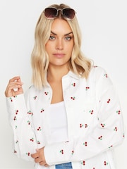Yours Curve White 100% Cotton Embroidered Daisy Shirt - Image 3 of 6