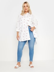 Yours Curve White 100% Cotton Embroidered Daisy Shirt - Image 5 of 6