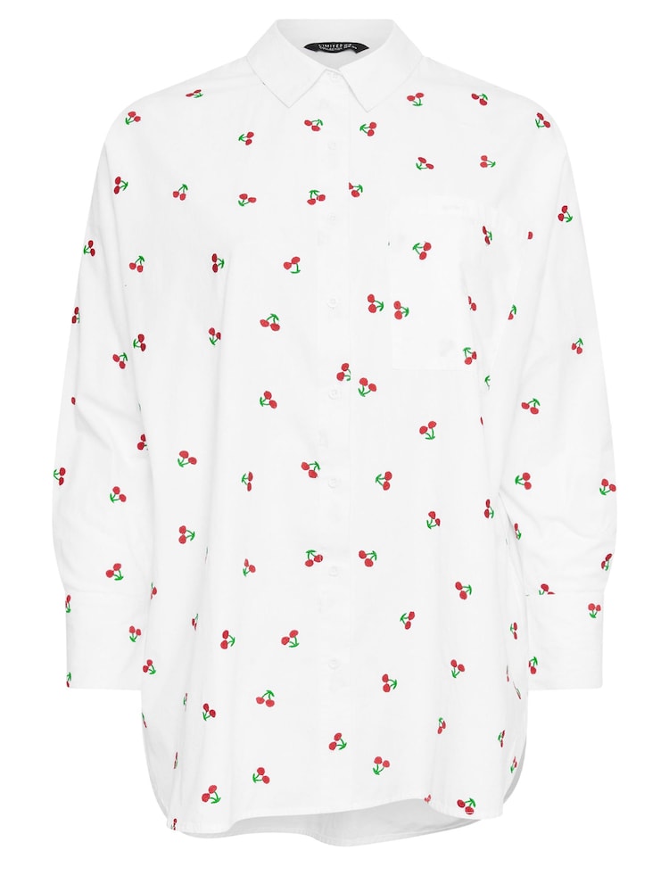 Yours Curve White 100% Cotton Embroidered Daisy Shirt - Image 6 of 6