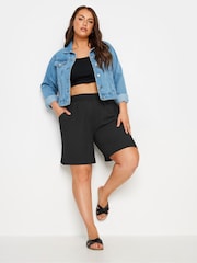 Yours Curve Black Crinkle Pocket Shorts - Image 2 of 5