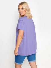 Yours Curve Purple 'Cali Palm Springs' Slogan T-Shirt - Image 3 of 5
