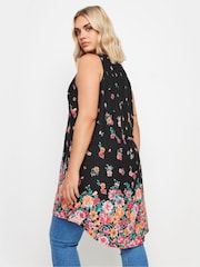 Schwarz - Yours Curve Floral Dipped Hem Pleated Vest - Bild 2 von 5