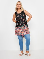 Schwarz - Yours Curve Floral Dipped Hem Pleated Vest - Bild 3 von 5