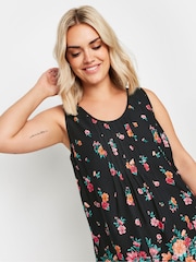Schwarz - Yours Curve Floral Dipped Hem Pleated Vest - Bild 4 von 5