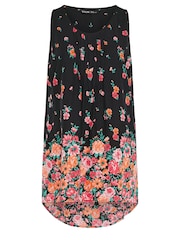 Schwarz - Yours Curve Floral Dipped Hem Pleated Vest - Bild 5 von 5