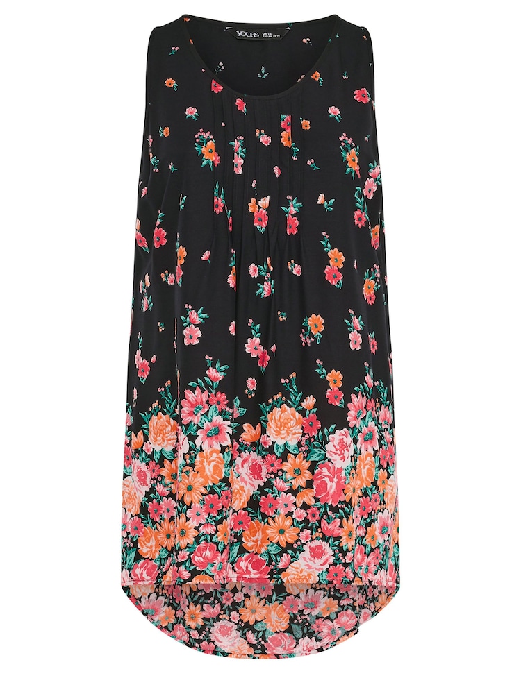 Schwarz - Yours Curve Floral Dipped Hem Pleated Vest - Bild 5 von 5 Schwarz - Yours Curve Floral Dipped Hem Pleated Vest - Bild 5 von 5