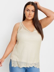 Yours Curve Gold Pointelle Vest - Image 1 of 5