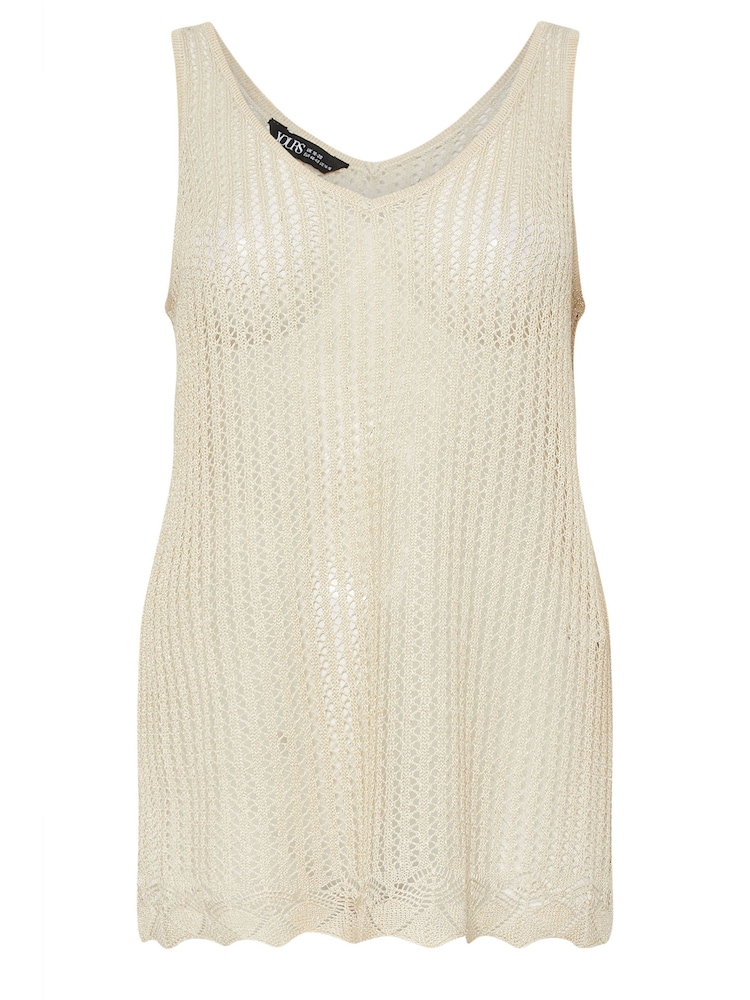 Yours Curve Gold Pointelle Vest - Image 5 of 5 Yours Curve Gold Pointelle Vest - Image 5 of 5
