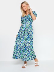 M&Co Black Petite Black & Blue Floral Print Maxi Dress - Image 2 of 5