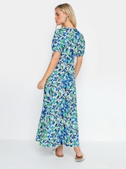 M&Co Black Petite Black & Blue Floral Print Maxi Dress - Image 3 of 5