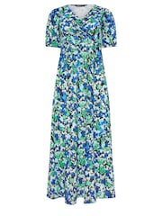 M&Co Black Petite Black & Blue Floral Print Maxi Dress - Image 5 of 5