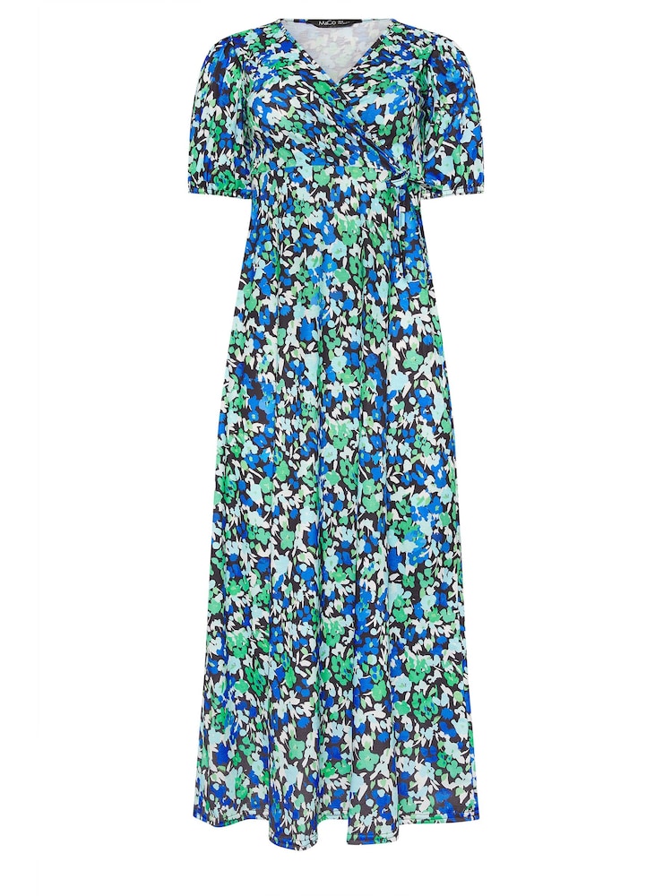 M&Co Black Petite Black & Blue Floral Print Maxi Dress - Image 5 of 5