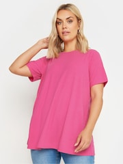 Yours Curve Pink Ribbed T-Shirt - Image 1 of 5